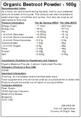 Organic Beetroot Powder - With Calcium Carbonate - SALE